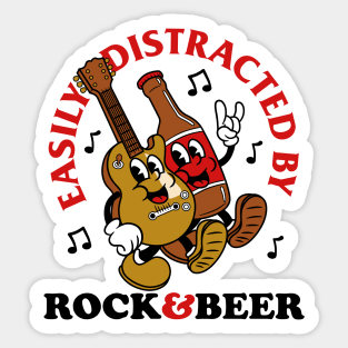 Easily Distracted By Rock & Beer Sticker